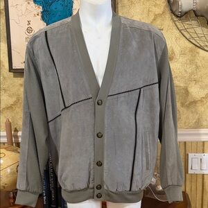 Maximo Collezione 90’s Vintage Men's Olive ButtonUp LeatherXWaffle  Jacket XL